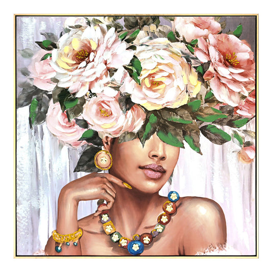 Πίνακας σε καμβά Flowergirl Inart 82x4.5x82εκ INART