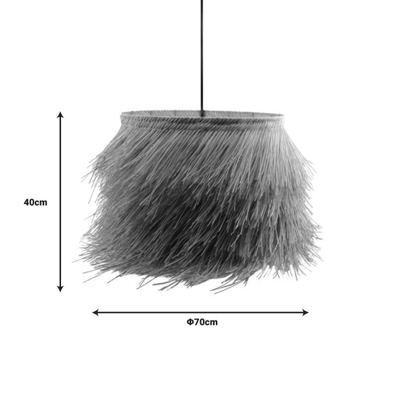 Φωτιστικό οροφής Hairy Inart Ε27 ρατάν σε φυσική απόχρωση Φ70x188εκ INART