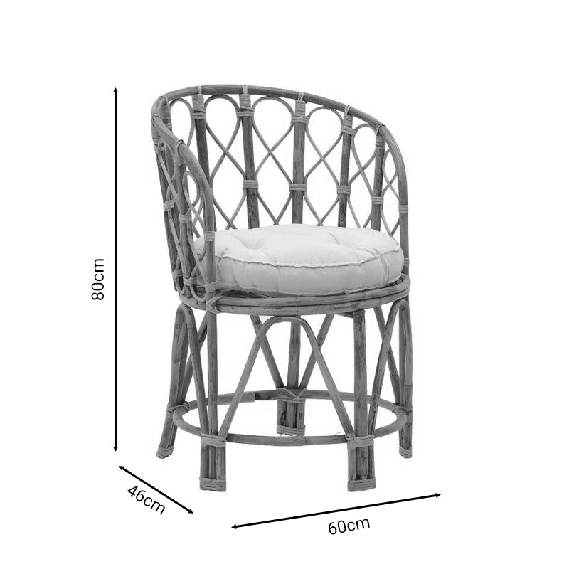 Πολυθρόνα Rostan Inart φυσικό rattan με μαξιλάρι 60x46x80εκ INART