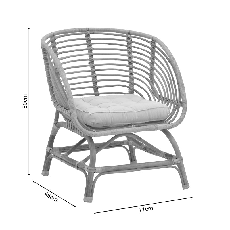 Πολυθρόνα Diane Inart φυσικό ξύλο με μαξιλάρι 71x46x80εκ INART