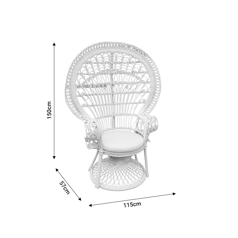 Πολυθρόνα Dorothy Inart με λευκό μαξιλάρι-λευκό rattan 115x57x150εκ INART