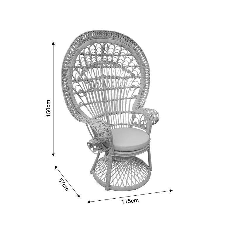 Πολυθρόνα Dorothy Inart με μπεζ μαξιλάρι-φυσικό rattan 115x57x150εκ INART