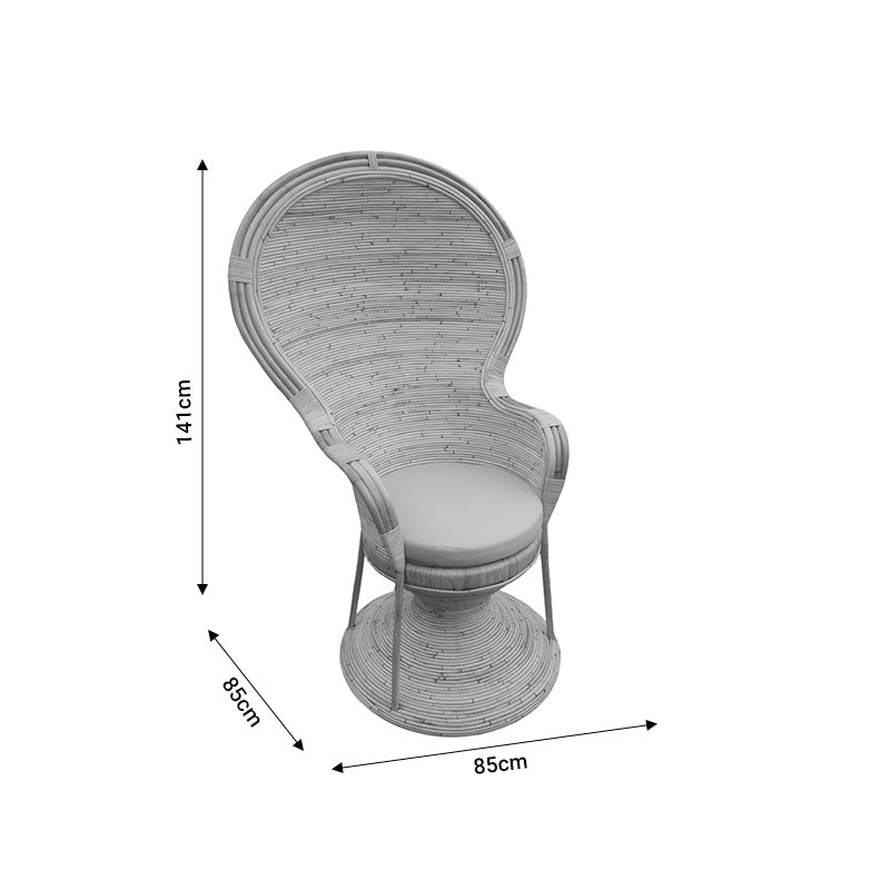 Πολυθρόνα Rea Inart με μπεζ μαξιλάρι-φυσικό rattan 85x85x141εκ INART