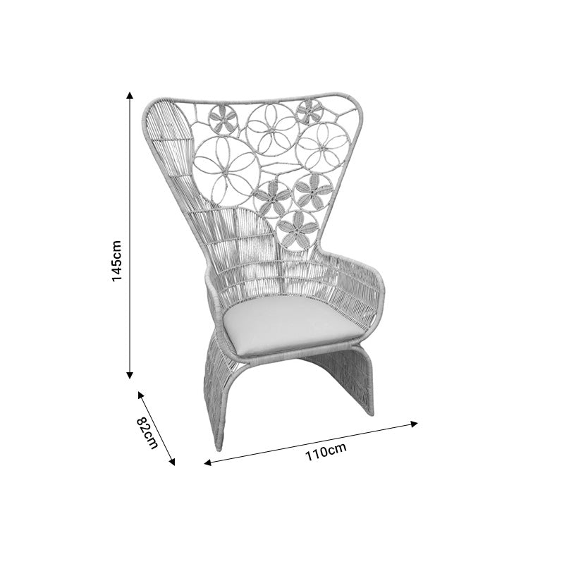Πολυθρόνα Jake Inart με μπεζ μαξιλάρι-φυσικό rattan 110x82x145εκ INART