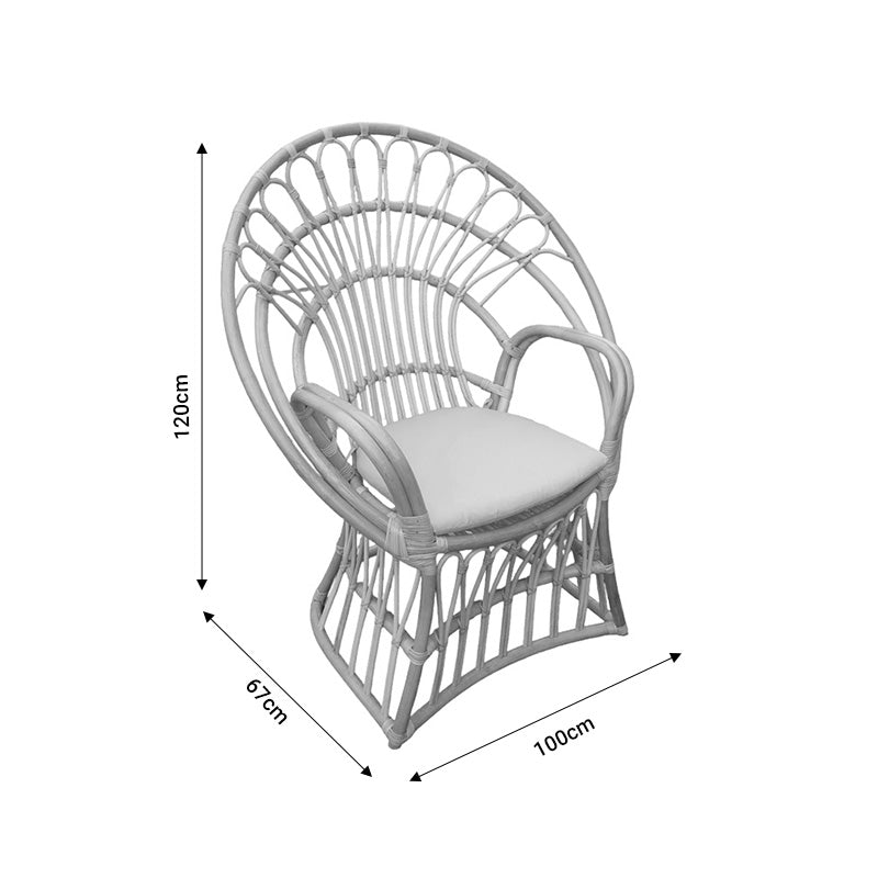 Πολυθρόνα Boloni Inart με μπεζ μαξιλάρι-φυσικό rattan 100x67x120εκ INART