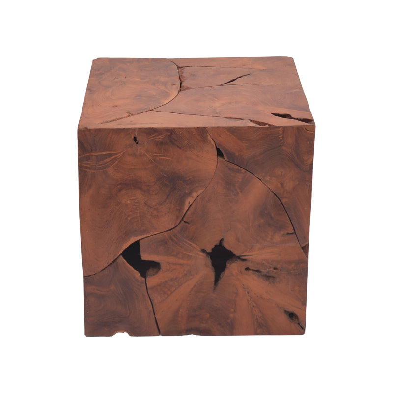 Σκαμπό Boxy Inart φυσικό μασίφ ξύλο teak 40x40x40εκ INART