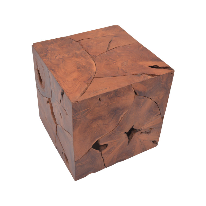 Σκαμπό Boxy Inart φυσικό μασίφ ξύλο teak 40x40x40εκ INART