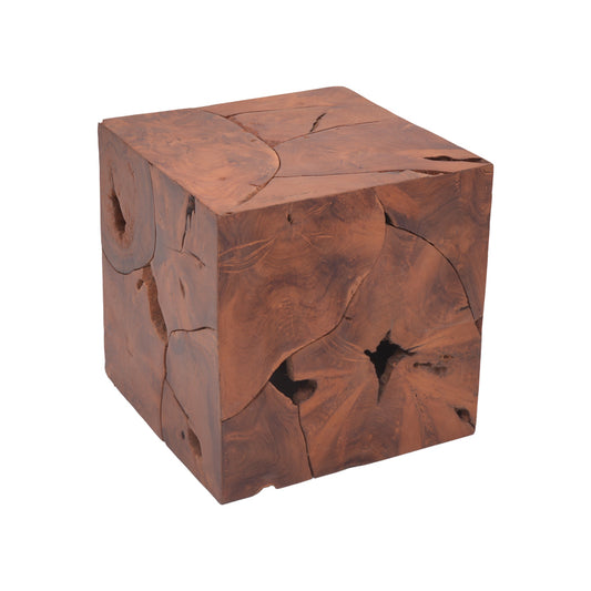 Σκαμπό Boxy Inart φυσικό μασίφ ξύλο teak 40x40x40εκ INART