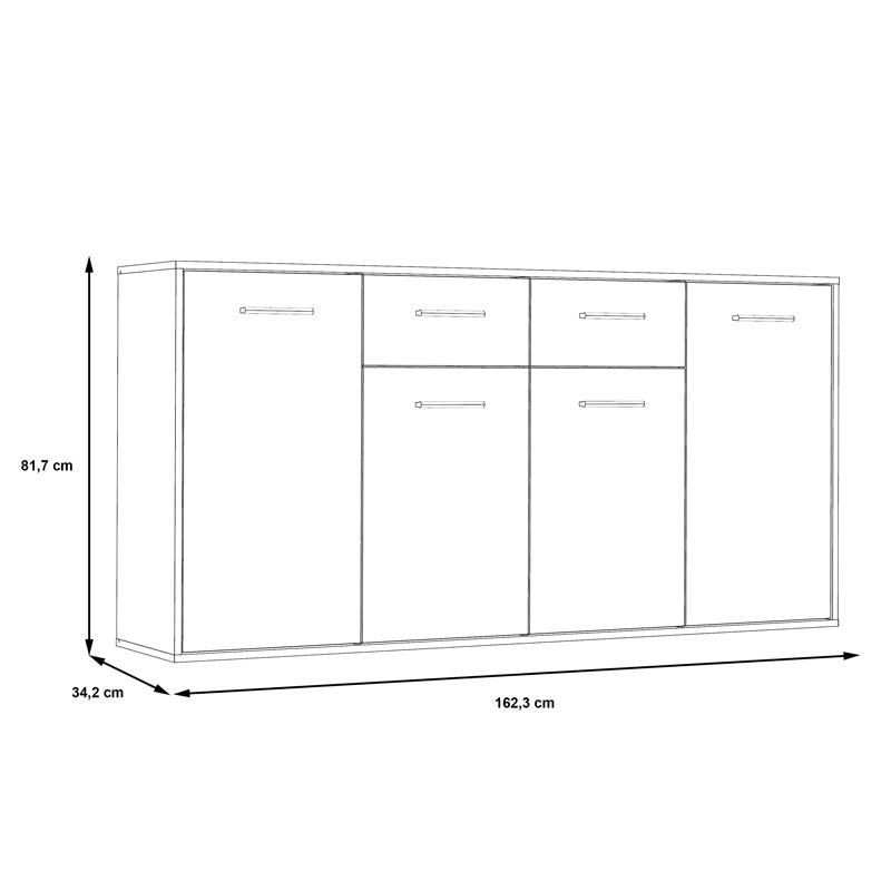 Μπουφές Drepen pakoworld μελαμίνη σε λευκό και sonoma χρώμα 162.3x34.2x81.7εκ pakoworld