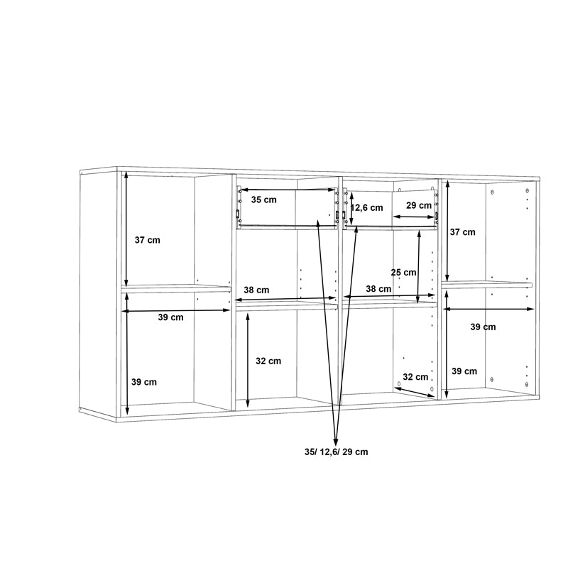 Μπουφές Drepen pakoworld μελαμίνη σε λευκό και sonoma χρώμα 162.3x34.2x81.7εκ pakoworld