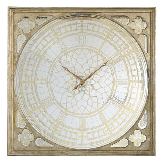 Artekko Clock Ρολόι Τοίχου MDF Γυαλί Χρυσό (124.5x6.4x124.5)cm ARTEKKO