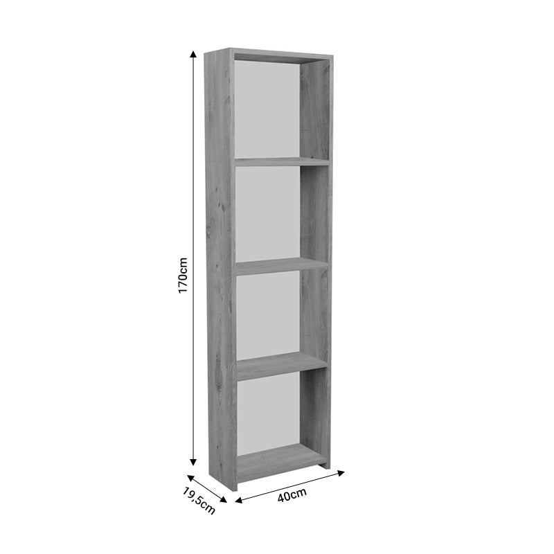 Βιβλιοθήκη Courtnai pakoworld oak μελαμίνης 40x19.5x170εκ pakoworld