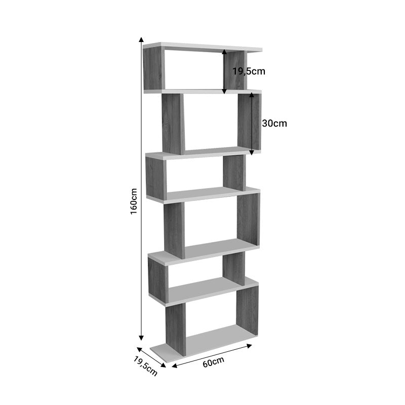 Βιβλιοθήκη Iolmi pakoworld oak-λευκό μελαμίνης 60x19.5x160εκ pakoworld