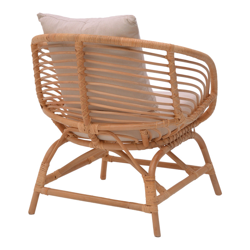 Πολυθρόνα Caxen pakoworld φυσικό rattan-λευκό μαξιλάρι 72x63x75εκ pakoworld