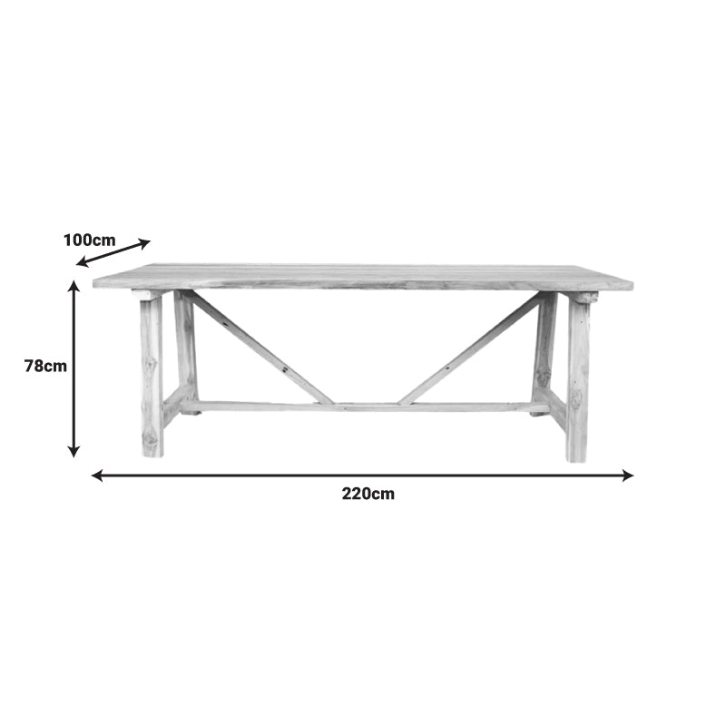 Τραπέζι Luxous pakoworld teak ξύλο σε φυσική απόχρωση 220x100x78εκ pakoworld