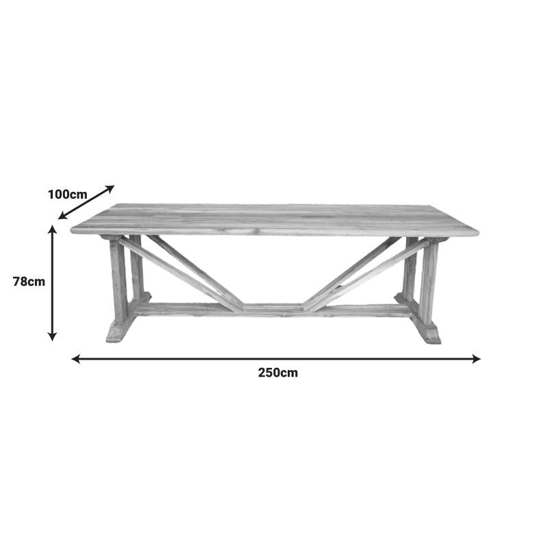 Τραπέζι Smarious pakoworld teak ξύλο σε φυσική απόχρωση 250x100x78εκ pakoworld