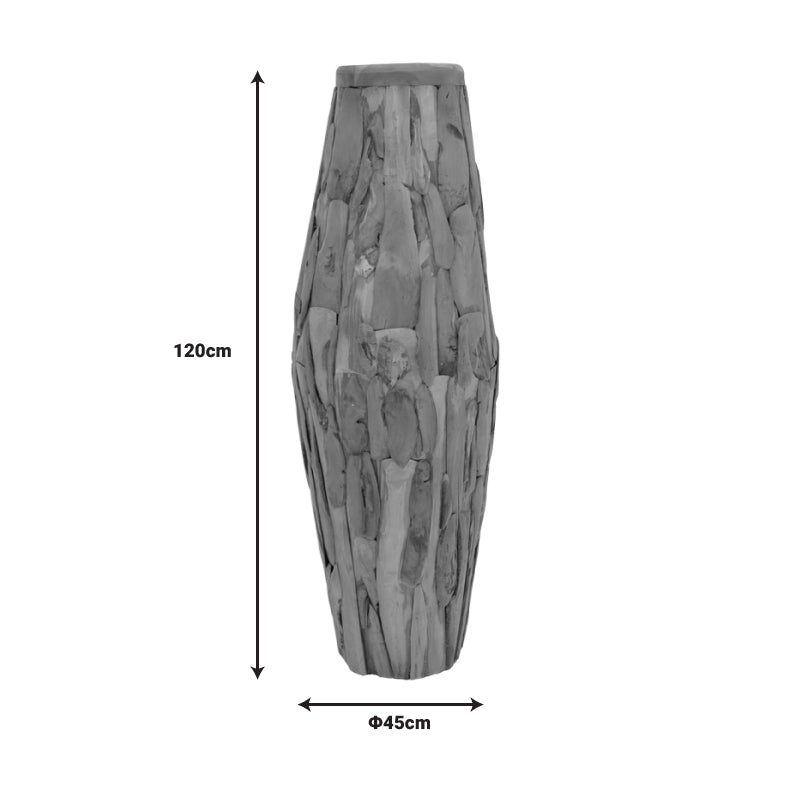 Διακοσμητικό βάζο Erosian pakoworld teak ξύλο σε φυσική απόχρωση Φ45x120εκ pakoworld