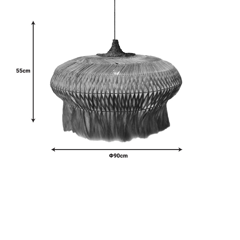 Φωτιστικό οροφής Pozarne Inart abaca ξύλο σε φυσικό χρώμα Φ90x55εκ INART