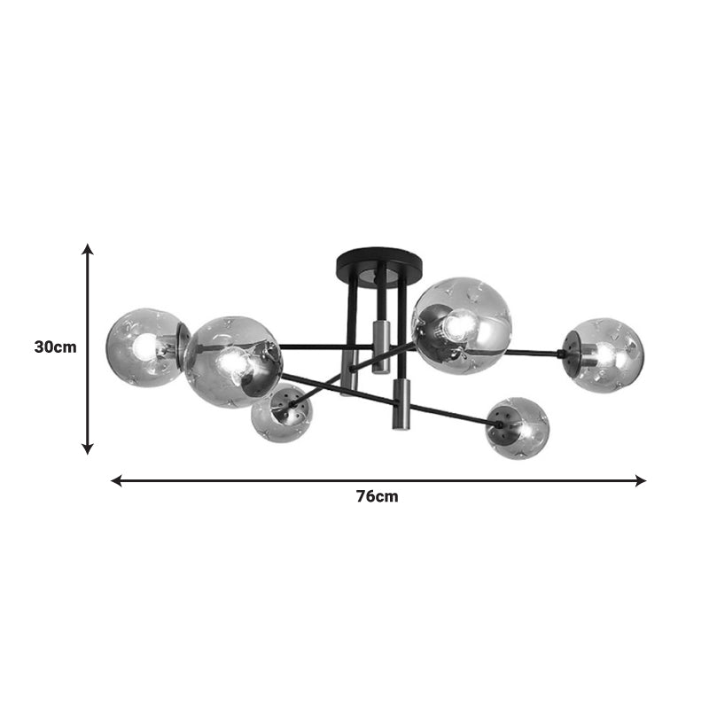 Φωτιστικό οροφής πολύφωτο Catrene pakoworld μαύρο μέταλλο-γυαλί 76x30εκ pakoworld