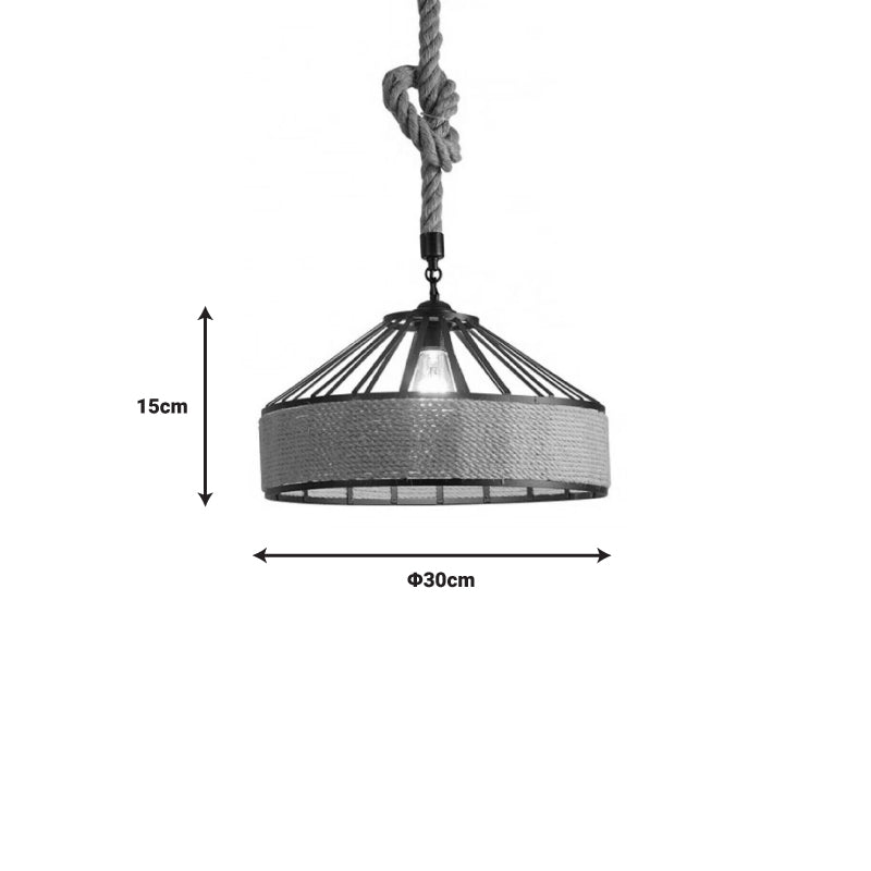Φωτιστικό οροφής Pormode pakoworld μαύρο μέταλλο-φυσικό σχοινί Φ30x15εκ pakoworld