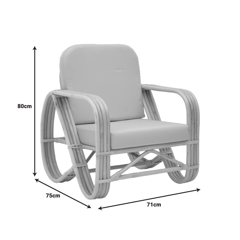 Πολυθρόνα Relmine pakoworld rattan pe σε φυσική απόχρωση με μπεζ μαξιλάρι 71x75x80εκ pakoworld