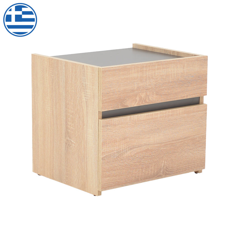 Κομοδίνο Comcie pakoworld σε φυσικό με γκρι απόχρωση 50x42x45.5εκ pakoworld