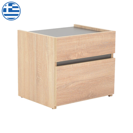 Κομοδίνο Comcie pakoworld σε φυσικό με γκρι απόχρωση 50x42x45.5εκ pakoworld