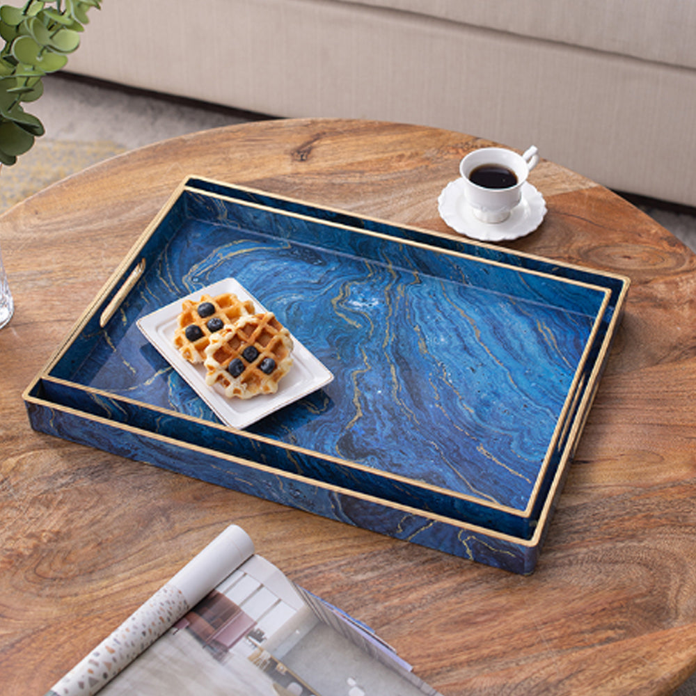 Artekko Tray Δίσκος Σερβιρίσματος Πλαστικό Μπλε (48x35x4.3)cm Σετ/2 ARTEKKO