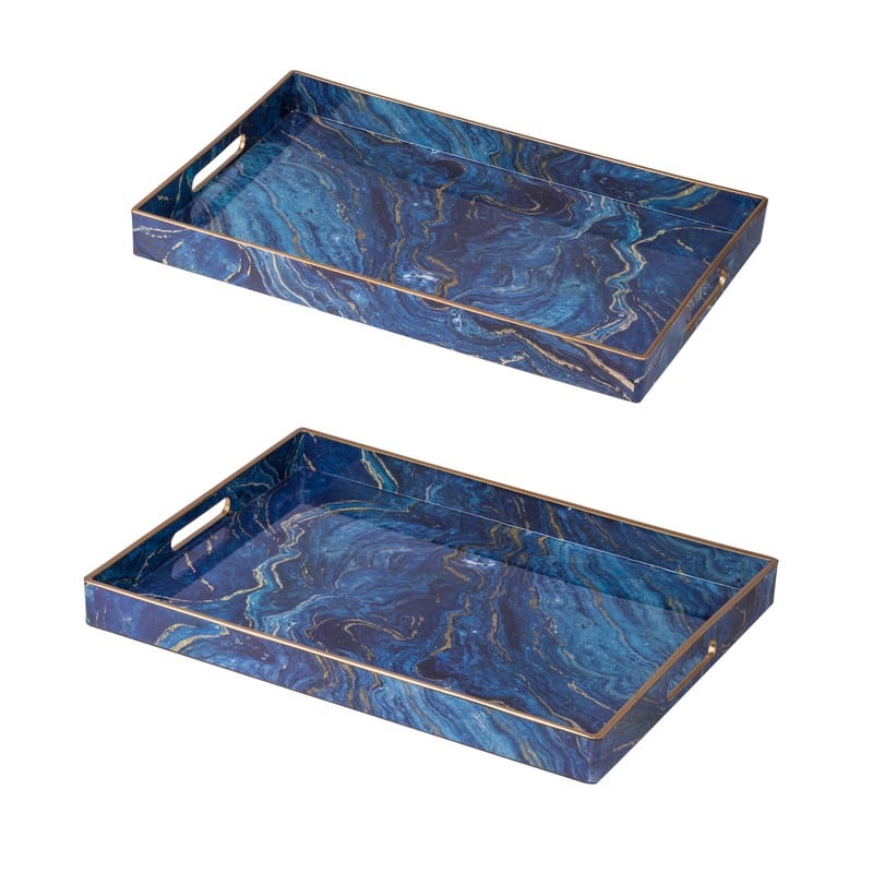 Artekko Tray Δίσκος Σερβιρίσματος Πλαστικό Μπλε (48x35x4.3)cm Σετ/2 ARTEKKO