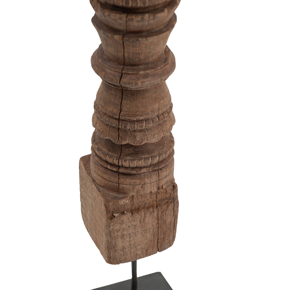 Artekko Totem Κηροπήγιο Τοτέμ Ξύλο/Μέταλλο Καφέ/Μαύρο (10x10x68)cm ARTEKKO