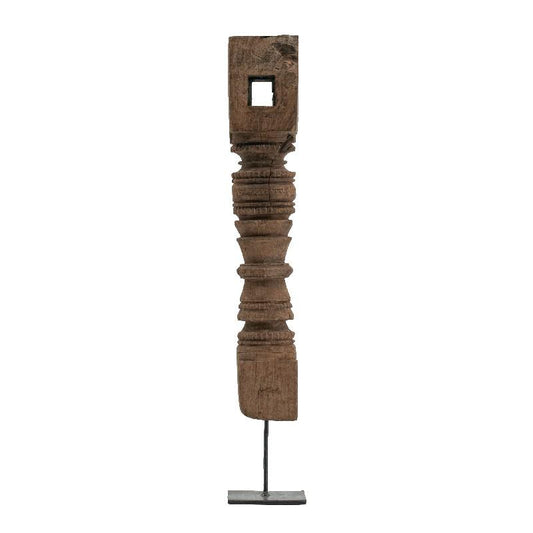 Artekko Totem Κηροπήγιο Τοτέμ Ξύλο/Μέταλλο Καφέ/Μαύρο (10x10x68)cm ARTEKKO