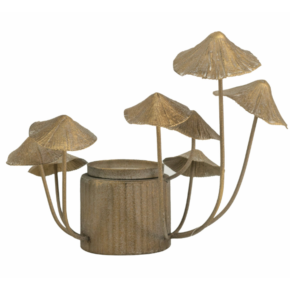 Artekko Mushroom Κηροπήγιο Μέταλλο Χρυσό (28x23x24.5)cm ARTEKKO