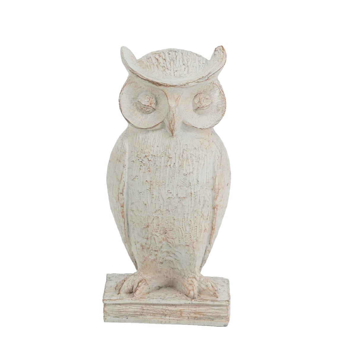 Artekko Owl Διακοσμητική Κουκουβάγια Ρητίνη Λευκή Πατίνα (15x13.5x30.5)cm ARTEKKO