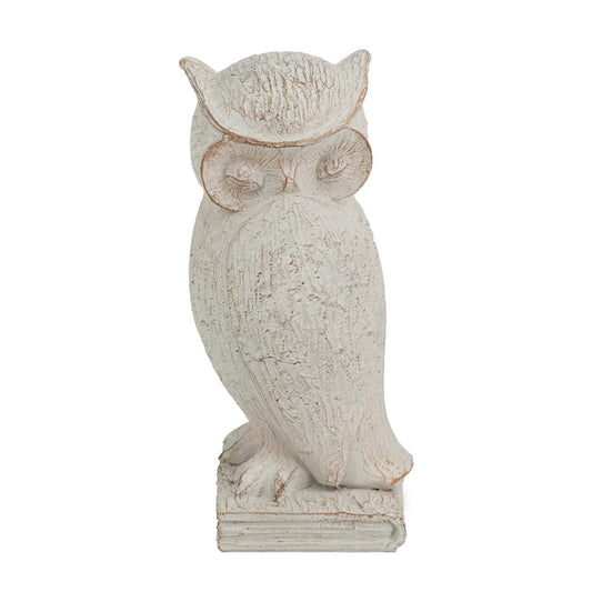 Artekko Owl Διακοσμητική Κουκουβάγια Ρητίνη Λευκή Πατίνα (10.5x9.5x20)cm ARTEKKO