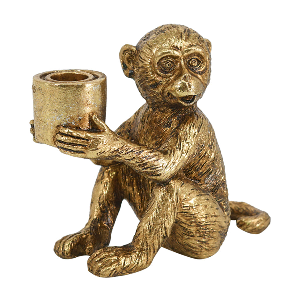 Artekko Animal Monkey Κηροπήγιο Μαϊμού Ρητίνη Χρυσό (15.5x7x12.8)cm ARTEKKO