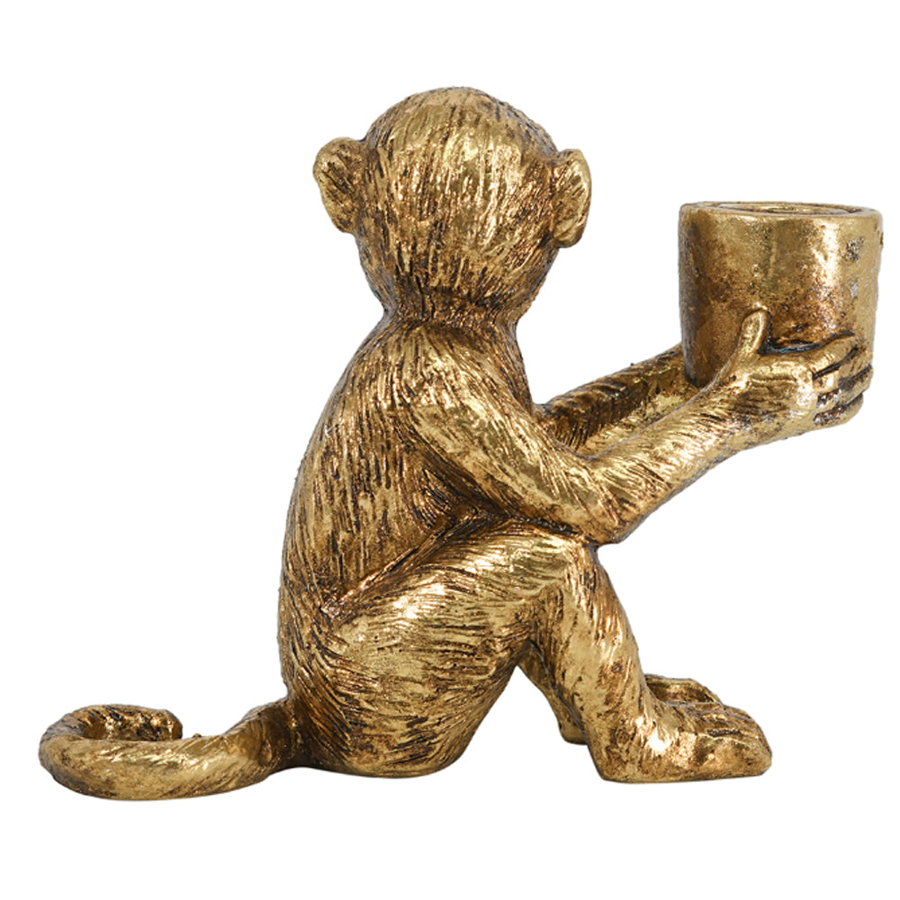 Artekko Animal Monkey Κηροπήγιο Μαϊμού Ρητίνη Χρυσό (15.5x7x12.8)cm ARTEKKO