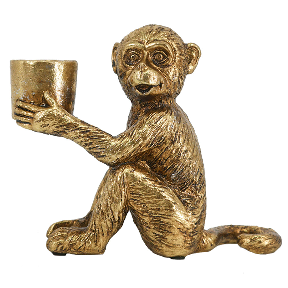 Artekko Animal Monkey Κηροπήγιο Μαϊμού Ρητίνη Χρυσό (15.5x7x12.8)cm ARTEKKO