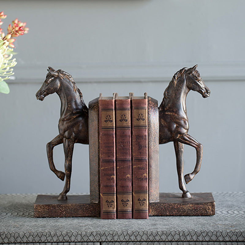 Artekko Bookends Βιβλιοστάτες Άλογα Ρητίνη Καφέ (12.7x10.2x26.7)cm Σετ/2 ARTEKKO