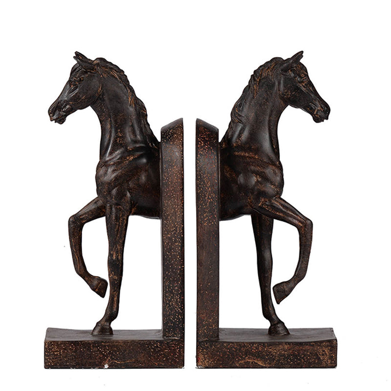 Artekko Bookends Βιβλιοστάτες Άλογα Ρητίνη Καφέ (12.7x10.2x26.7)cm Σετ/2 ARTEKKO