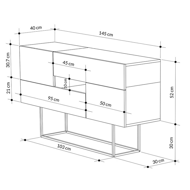 Artekko Eros Mocha Μπουφές MDF/Μέταλλο Γκρι/Λευκό (145x40x82)cm ARTEKKO