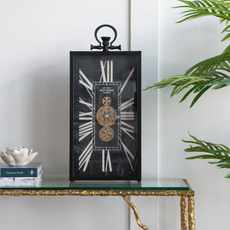 Artekko Clock Ρολόι Επιτραπέζιο με Μηχανισμό Μέταλλο/Γυαλί Μαύρο/Λευκό (25x8x53)cm ARTEKKO