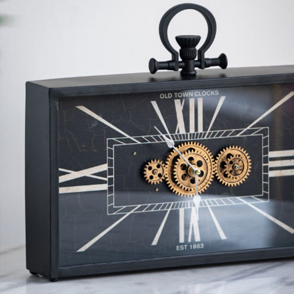 Artekko Clock Ρολόι Επιτραπέζιο με Μηχανισμό Μέταλλο Γυαλί Μαύρο Λευκό (45x8x33)cm ARTEKKO