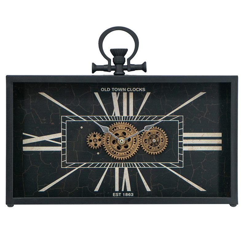 Artekko Clock Ρολόι Επιτραπέζιο με Μηχανισμό Μέταλλο Γυαλί Μαύρο Λευκό (45x8x33)cm ARTEKKO