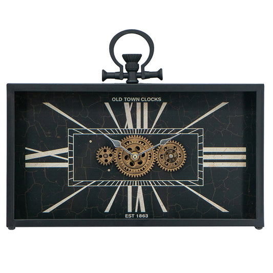 Artekko Clock Ρολόι Επιτραπέζιο με Μηχανισμό Μέταλλο Γυαλί Μαύρο Λευκό (45x8x33)cm ARTEKKO