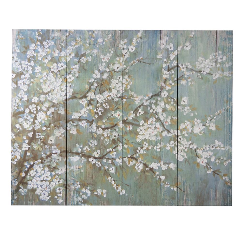 Artekko Cherry Blossom Πίνακας Καμβάς με Άνθη Κερασιάς MDF Καμβάς (47x3.8x150.11)cm Σετ/4 ARTEKKO