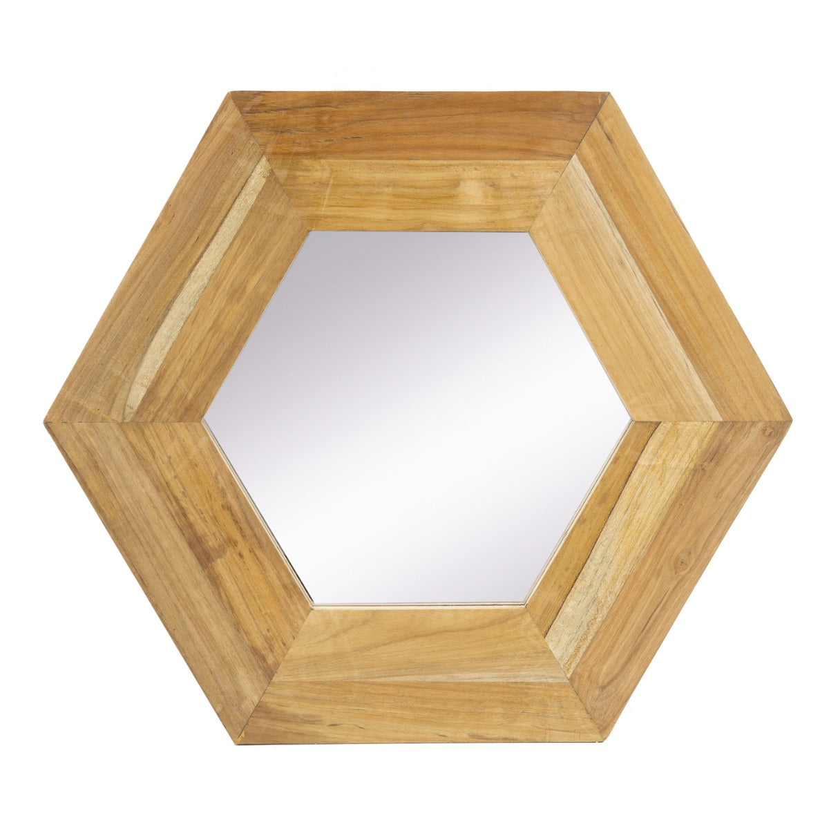 Artekko Mirror Καθρέφτης Τοίχου από Ξύλο Teak MDF Φυσική Απόχρωση (47x47x1.9)cm ARTEKKO