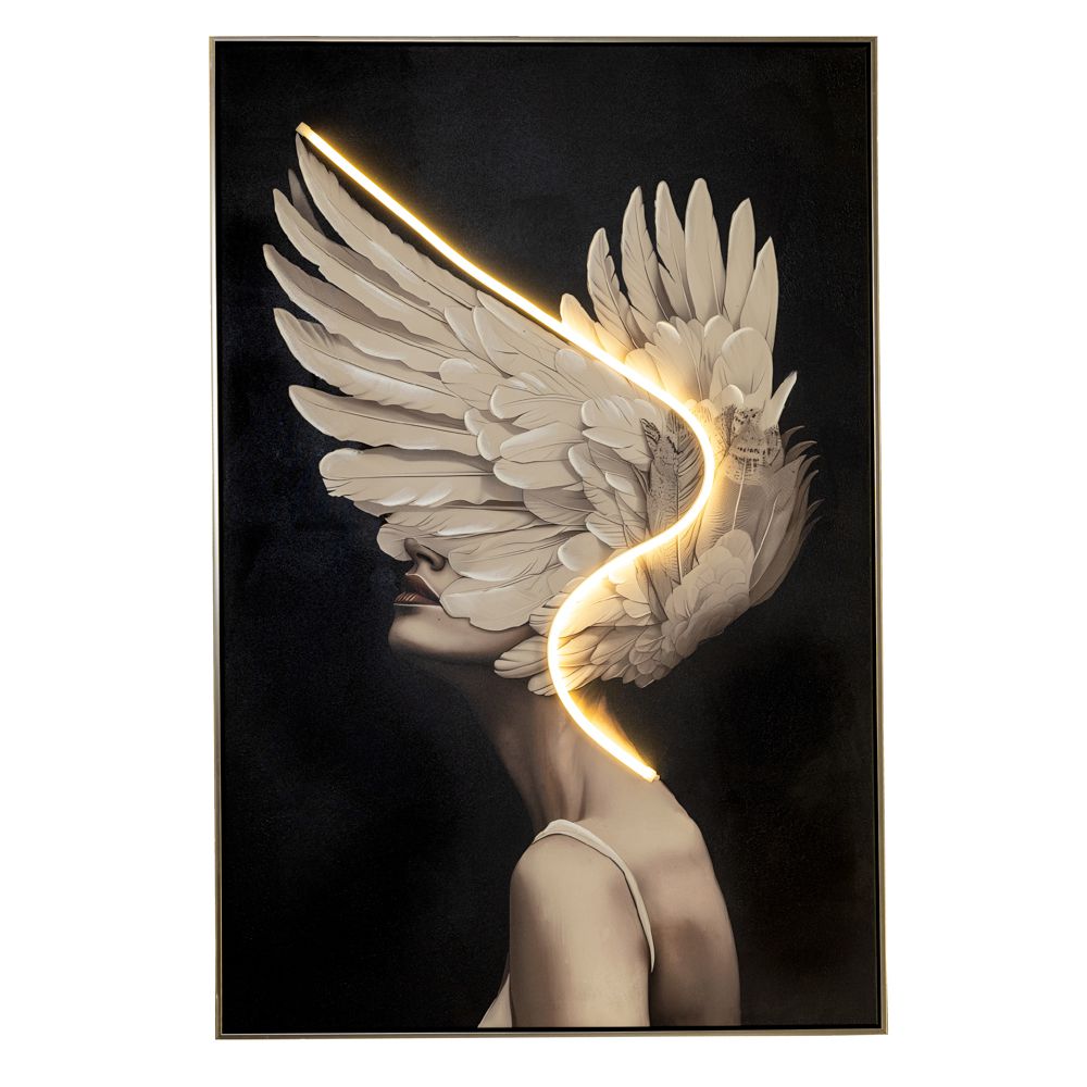 FEATHERS WITH LED LIGHT ΕΛΑΙΟΓΡΑΦΙΑ 80Χ120ΕΚ ΜΕ ΣΑΜΠΑΝΙ ΚΟΡΝΙΖΑ ΣΕ ΤΥΠΩΜΕΝΟ ΚΑΜΒΑ ILIADIS