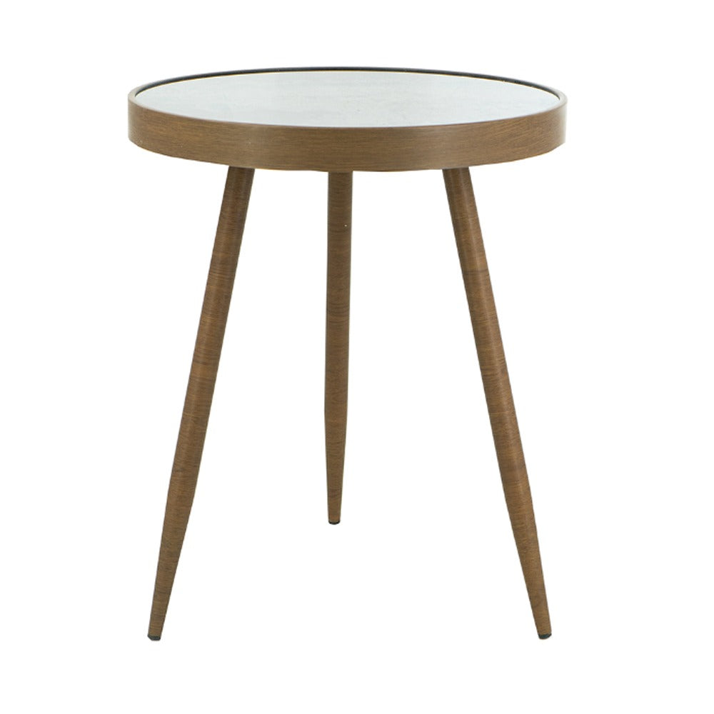 Artekko Zenn Καφέ Μεταλλικό Βοηθητικό Τραπέζι με Γυάλινη Επιφάνεια σε Εφέ Μαρμάρου (45.5x45.5x55.5)cm