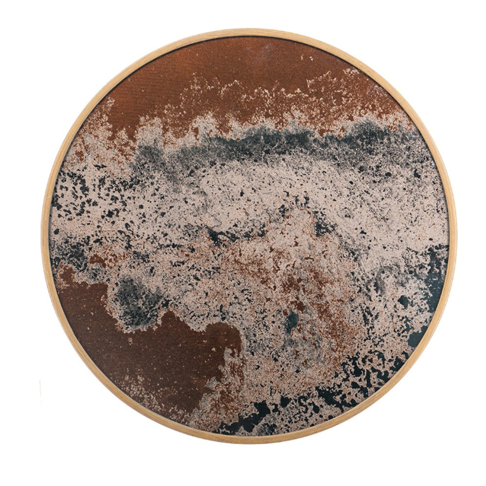 Artekko Zenn Καφέ Μεταλλικό Βοηθητικό Τραπέζι με Γυάλινη Επιφάνεια σε Εφέ Μαρμάρου (45.5x45.5x55.5)cm