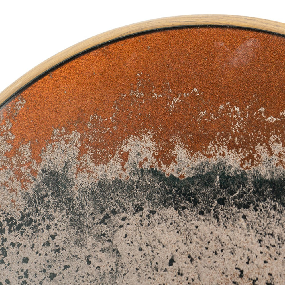 Artekko Zenn Καφέ Μεταλλικό Βοηθητικό Τραπέζι με Γυάλινη Επιφάνεια σε Εφέ Μαρμάρου (45.5x45.5x55.5)cm